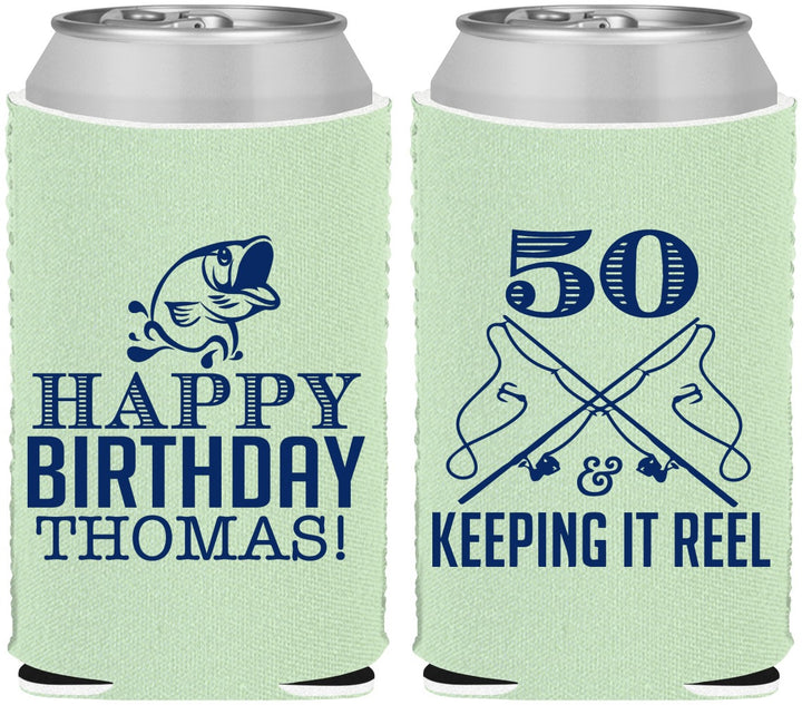 Custom Birthday Neoprene Can Coolers - 50th Keeping It Reel | 20066