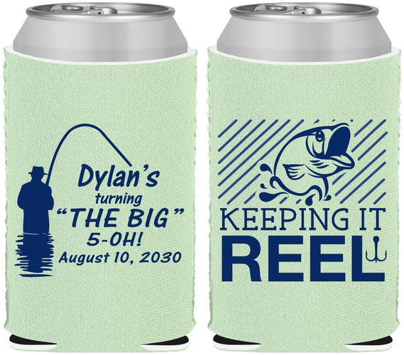 Custom Birthday Neoprene Can Coolers - 50th Keeping It Reel | 20067