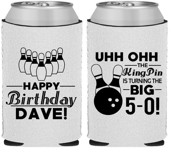 Custom Birthday Neoprene Can Coolers - 50th Bowing | 20071