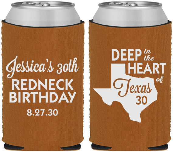 Custom Birthday Neoprene Can Coolers - 30th Redneck Texas | 20072