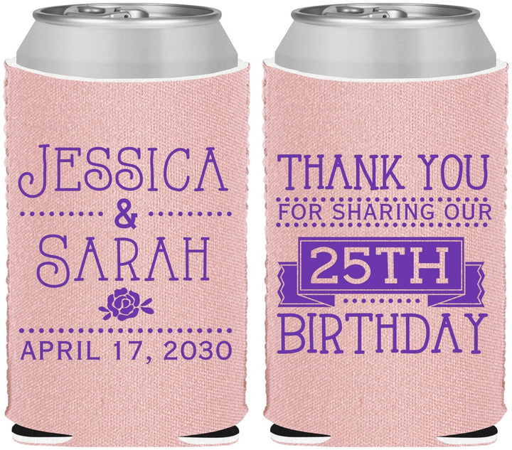Custom Birthday Neoprene Can Coolers - 25th | 20075