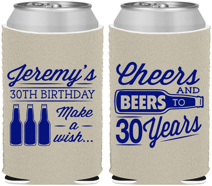 Custom Birthday Neoprene Can Coolers - Cheers Beers To 30 Years | 20076