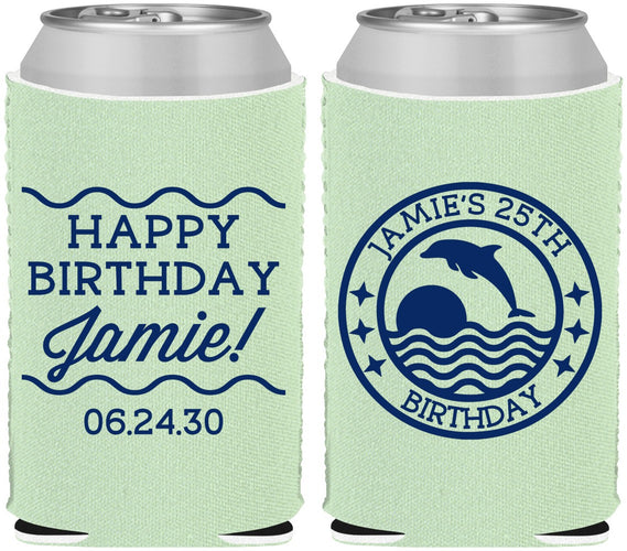 Custom Birthday Neoprene Can Coolers - 25th Dolphins | 20077