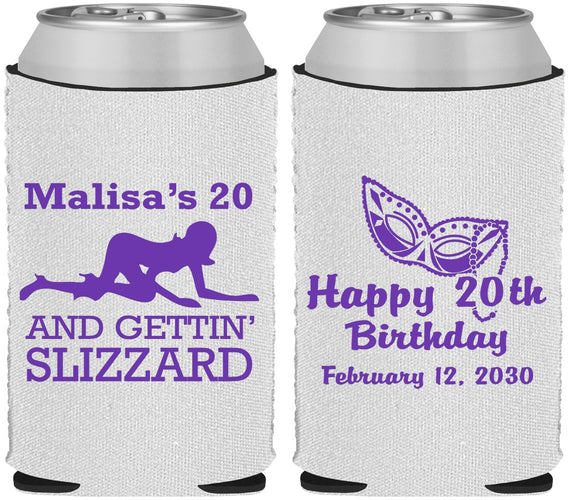 Custom Birthday Neoprene Can Coolers - 20th Mardi Gras | 20084