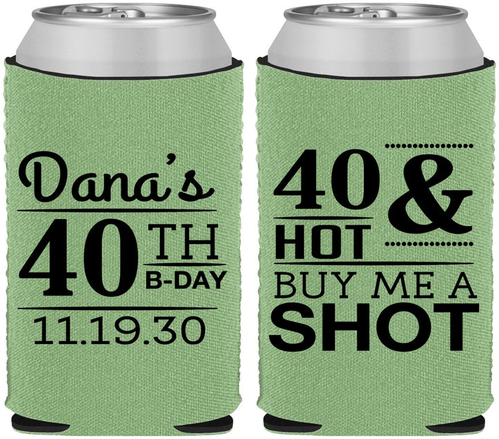 Custom Birthday Neoprene Can Coolers - 40th | 20086