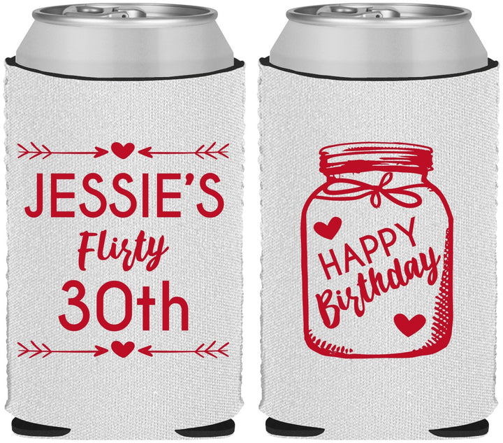 Custom Birthday Neoprene Can Coolers - 30th Flirty At Thirty | 20087