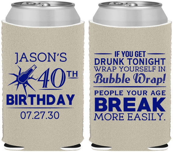 Custom Birthday Neoprene Can Coolers - 40th | 20088