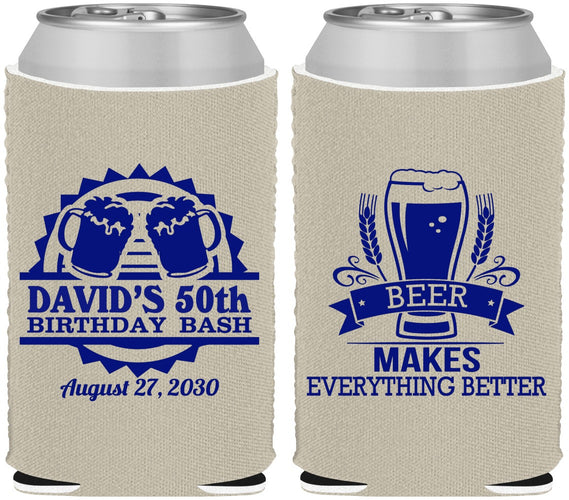Custom Birthday Neoprene Can Coolers - 50th | 20089