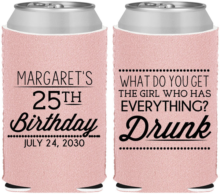 Custom Birthday Neoprene Can Coolers - 25th | 20093