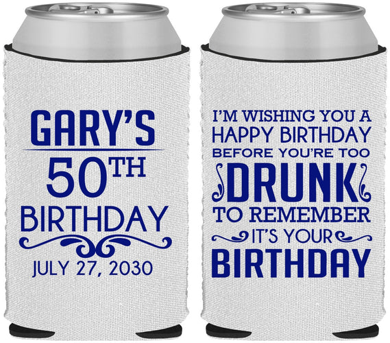 Custom Birthday Neoprene Can Coolers - 50th | 20095