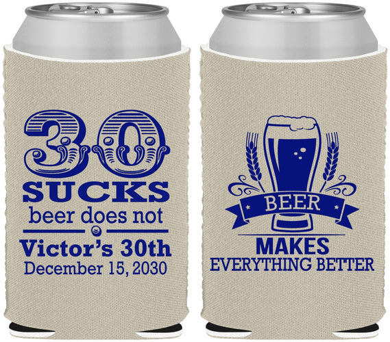 Custom Birthday Neoprene Can Coolers - 30th Sucks | 20097