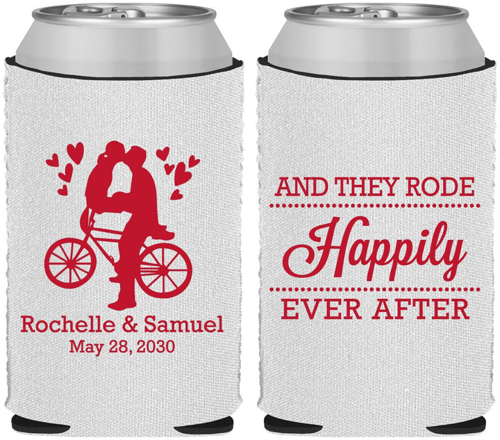 Custom Wedding Neoprene Can Coolers - Happily Ever After Bicycle | 201