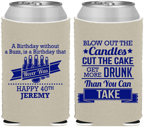 Custom Birthday Neoprene Can Coolers - 40th | 20101