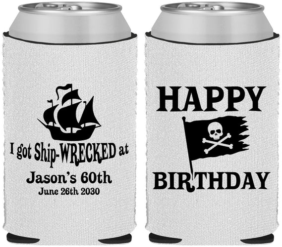Custom Birthday Neoprene Can Coolers - 60th Pirate | 20106