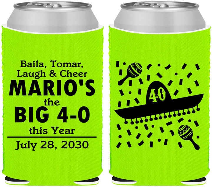 Custom Birthday Neoprene Can Coolers - 40th Mexico | 20109