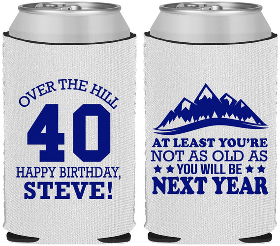 Custom Birthday Neoprene Can Coolers - 40th Over The Hill | 20123