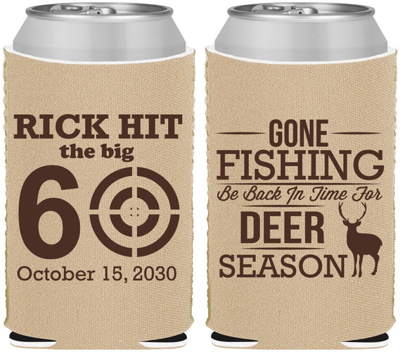 Custom Birthday Neoprene Can Coolers - 60th Gone Fishing | 20126