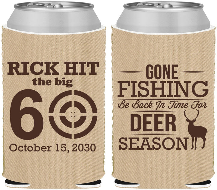 Custom Birthday Neoprene Can Coolers - 60th Gone Fishing | 20126