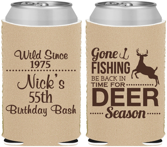 Custom Birthday Neoprene Can Coolers - 55th Gone Fishing | 20128
