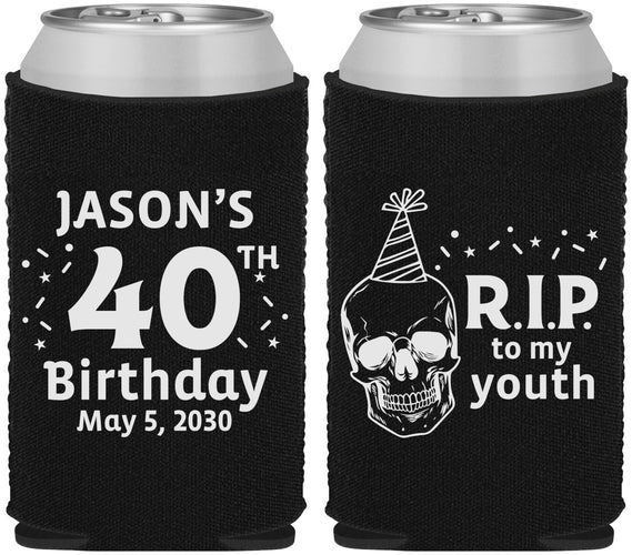 Custom Birthday Neoprene Can Coolers - 40th Rip Youth | 20141