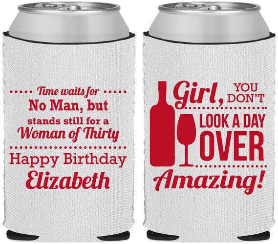 Custom Birthday Neoprene Can Coolers - Look A Day Over Amazing | 20150