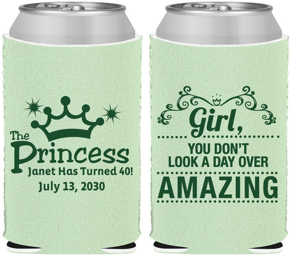 Custom Birthday Neoprene Can Coolers - 40th Princess | 20152