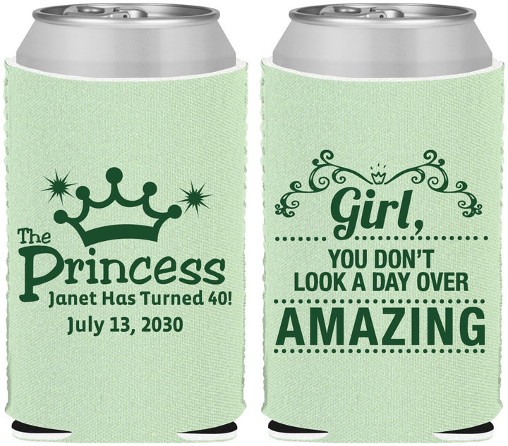Custom Birthday Neoprene Can Coolers - 40th Princess | 20152