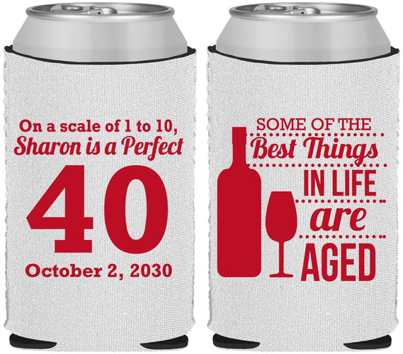Custom Birthday Neoprene Can Coolers - 40th Wine | 20155