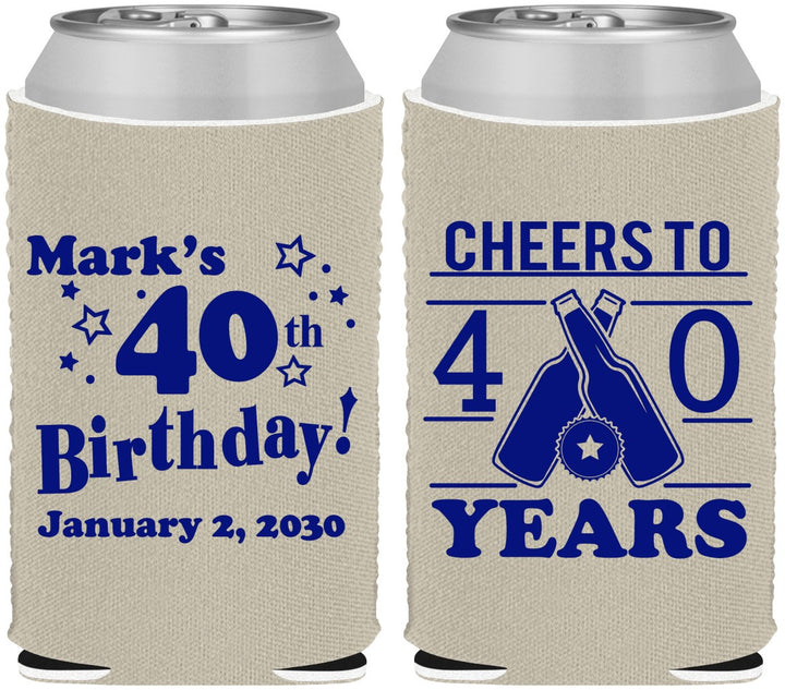 Custom Birthday Neoprene Can Coolers - Cheers To 40 Years | 20162