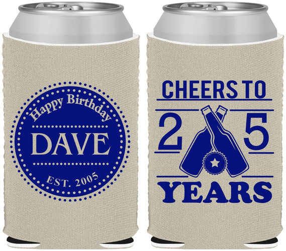 Custom Birthday Neoprene Can Coolers - Cheers To 25 Years | 20164