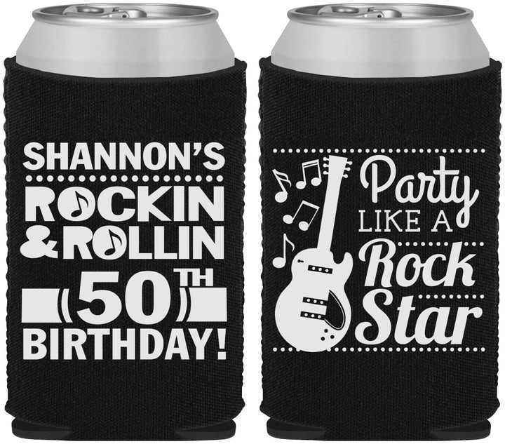 Custom Birthday Neoprene Can Coolers - 50th Rock Star | 20173