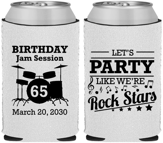 Custom Birthday Neoprene Can Coolers - 65th Rock Star | 20175