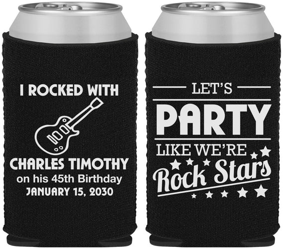 Custom Birthday Neoprene Can Coolers - 45th Rock Star | 20176