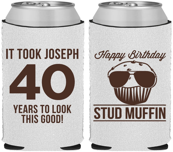Custom Birthday Neoprene Can Coolers - 40th Stud Muffin | 20183