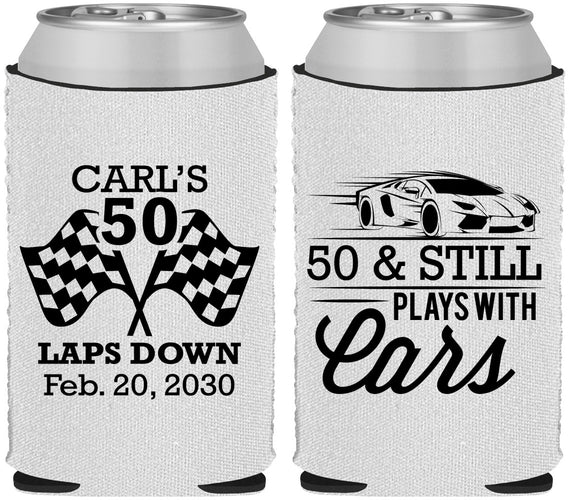 Custom Birthday Neoprene Can Coolers - 50th Race Car | 20187