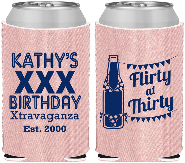 Custom Birthday Neoprene Can Coolers - 30th Flirty At Thirty | 20191