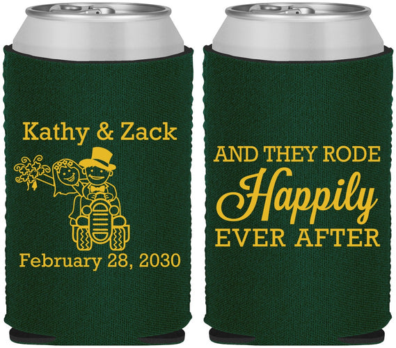 Custom Wedding Neoprene Can Coolers - Happily Ever After Tractor | 202