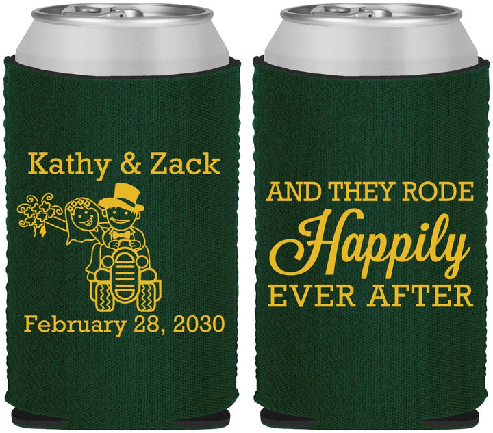 Custom Wedding Neoprene Can Coolers - Happily Ever After Tractor | 202