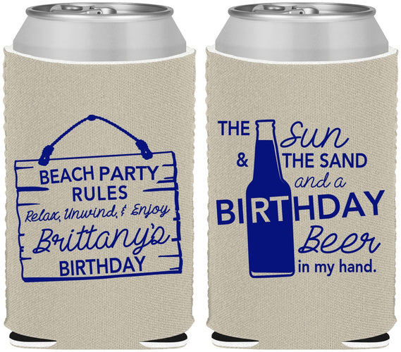 Custom Birthday Neoprene Can Coolers - Beach | 20200