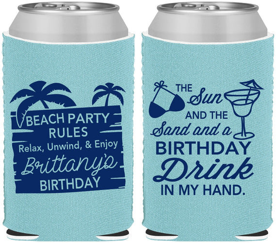 Custom Birthday Neoprene Can Coolers - Beach | 20201
