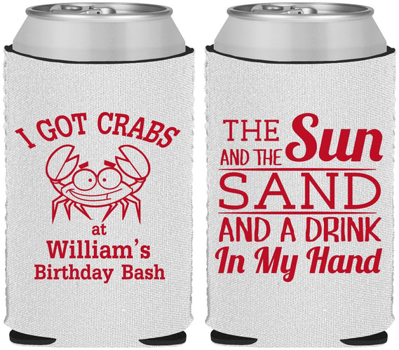 Custom Birthday Neoprene Can Coolers - Sun Sand Drink Hand | 20205