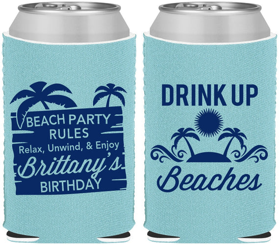 Custom Birthday Neoprene Can Coolers - Drink Up Beaches | 20206