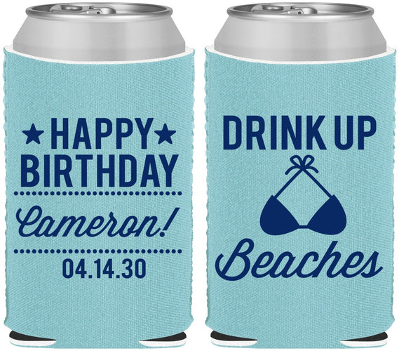Custom Birthday Neoprene Can Coolers - Drink Up Beaches | 20208