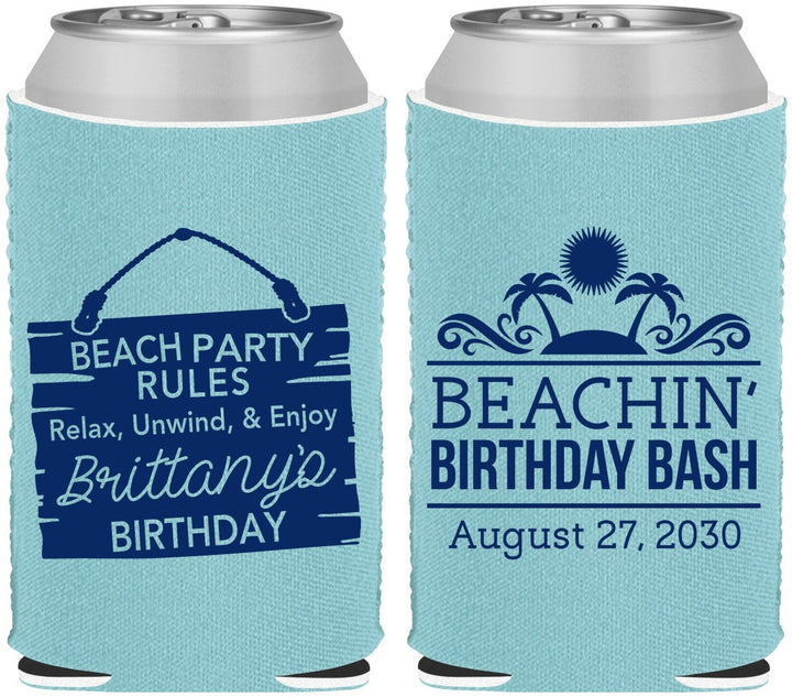 Custom Birthday Neoprene Can Coolers - Beach | 20211