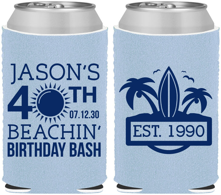 Custom Birthday Neoprene Can Coolers - 40th Beach | 20212