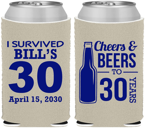 Custom Birthday Neoprene Can Coolers - Cheers Beers To 30 Years | 20214