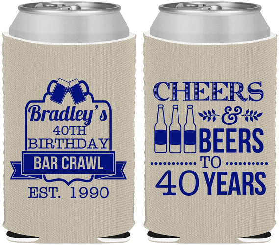 Custom Birthday Neoprene Can Coolers - Cheers Beers To 40 Years | 20216