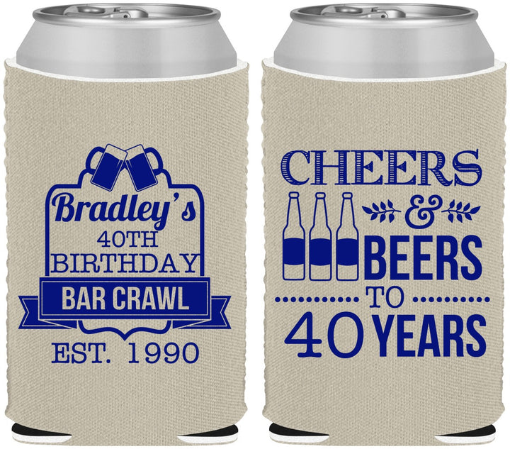 Custom Birthday Neoprene Can Coolers - Cheers Beers To 40 Years | 20216