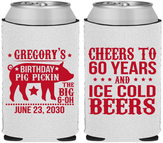 Custom Birthday Neoprene Can Coolers - 60th Barbeque Bbq | 20217