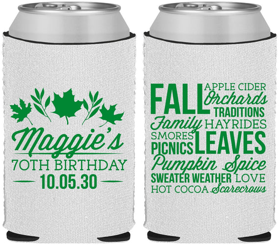 Custom Birthday Neoprene Can Coolers - 70th Fall | 20228